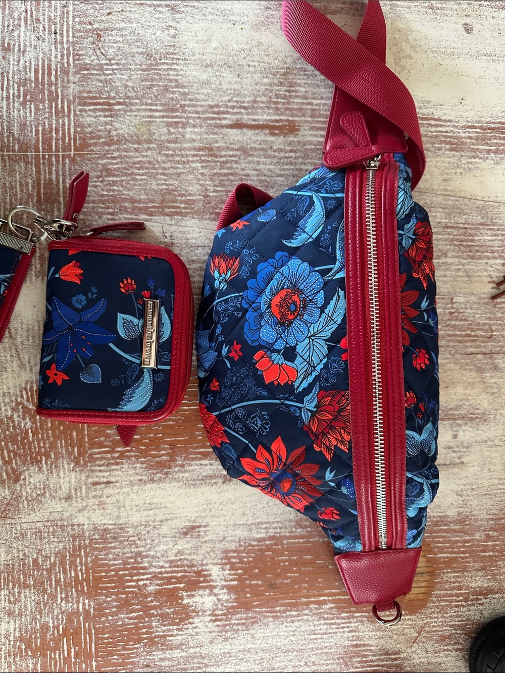 Samantha brown Floral Navy Crossbody Bag with matching wallet